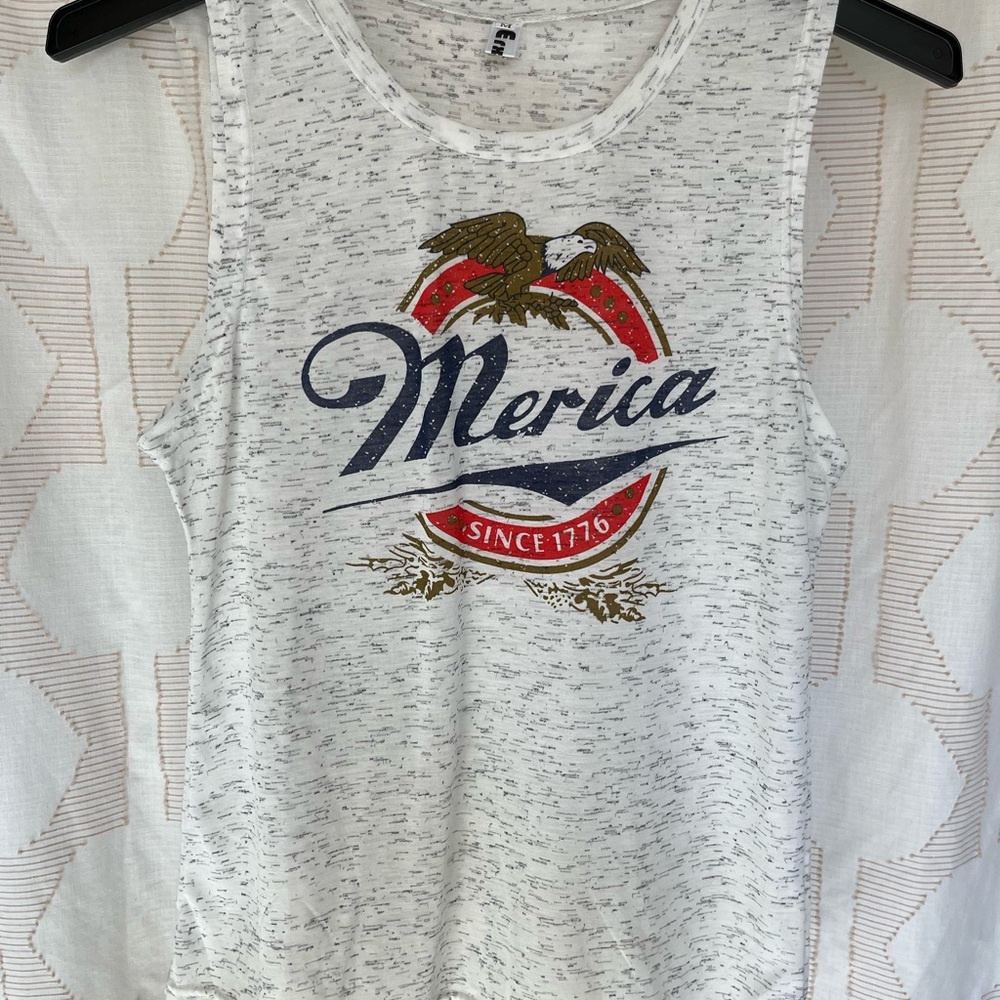 Gray Sleeveless Graphic Muscle Tee